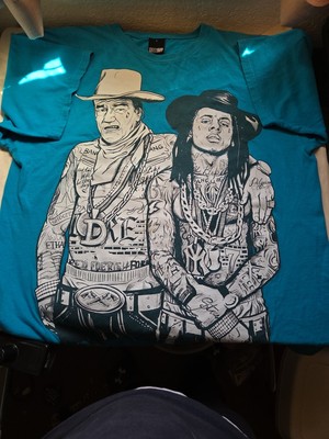 Y2K Lil Wayne Shirt Blue Rap Tee John Wayne Graphic Country Mens Size Large