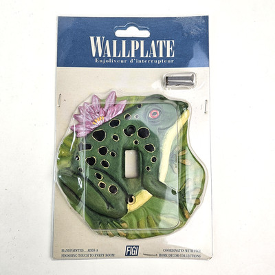 Figi Wallplate Frog on Lilypad Light Switch Plate Cover Handpainted 2000 Y2K