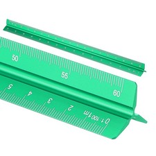 12 Inch Metric Architectural Triangular Scale Ruler Large Scale, Green