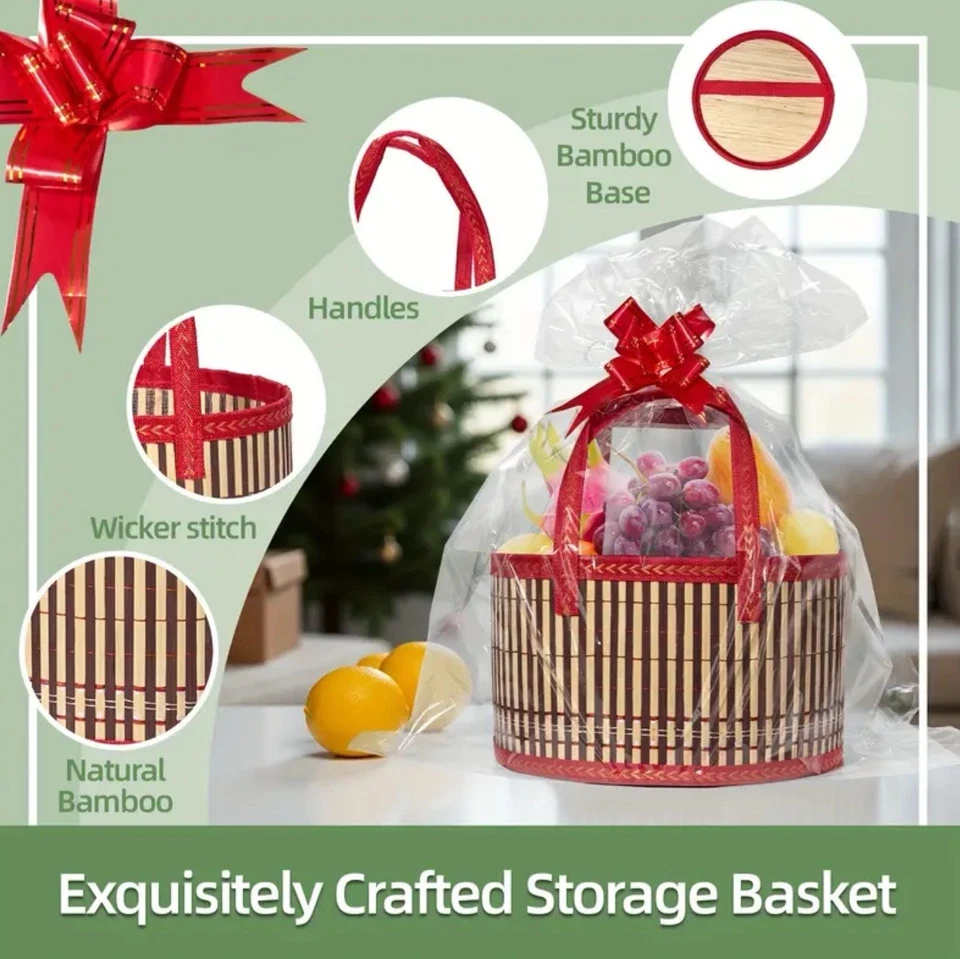 Pacote com 6 cestas de armazenamento de bambu para Ação de Graças, Natal, ovo de Páscoa e muito mais - Imagem 3 de 4