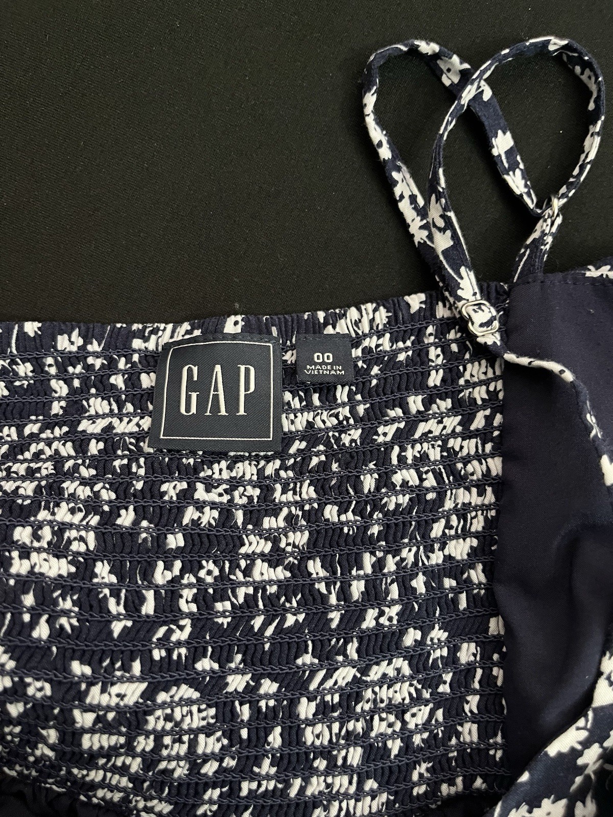 GAP Button Front Adjustable Strap Blue Floral Cas… - image 3