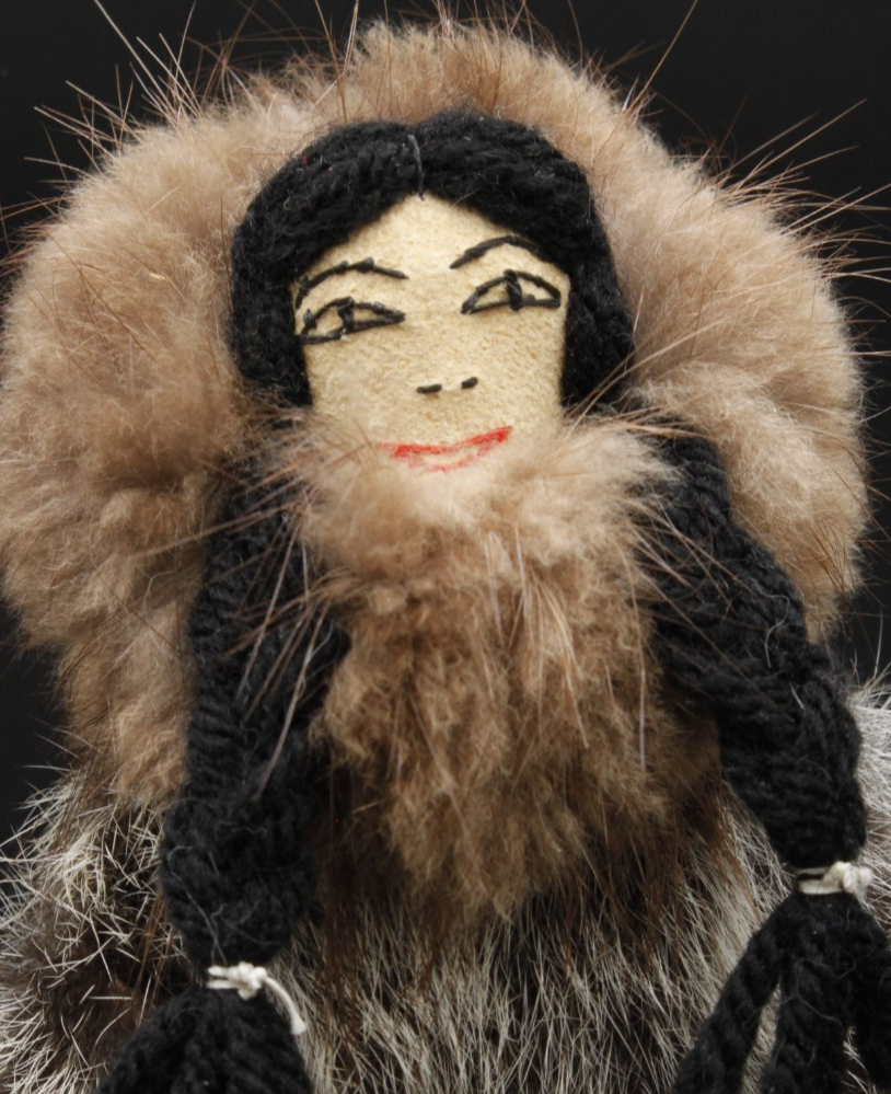 Vintage Folk Art Inuit Eskimo Alaska Doll Real Fur Leather Face