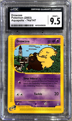 Pokemon Card Drowzee CGC 9.5 Mint+, e-Reader Aquapolis 74b/147