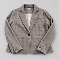 Ecru Classic Blazer Herringbone Taupe Womens S Quiet Luxury Modern Classic
