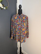Vintage LizWear Floral Button-Up Shirt Multicolor Fall-Inspired Pattern Size M