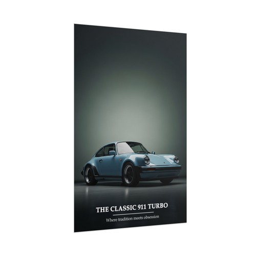 Poster classico Porsche 911 Turbo - stampa artistica da parete auto sportiva blu retrò vintage - Foto 21 di 26