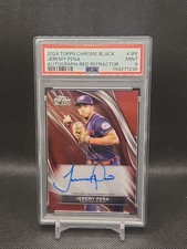 2024 Topps Chrome Black Jeremy Peña Red Refractor Auto /5 First Off Print 1/5