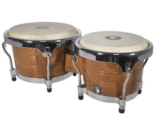 5d2 Profesional Wood Bongo 7-1/4” & 8-5/8” Heads - Amber Color/Chrome Hardware.