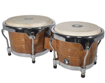5d2 Profesional Wood Bongo 7-1/4  & 8-5/8  Heads - Amber Color/Chrome Hardware.