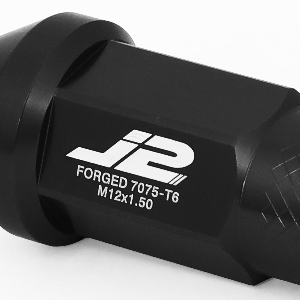 J2 M12X1.5 7075 ALUMINUM 25MM OD/50MM 20PC OPEN END LUG NUTS SET+ADAPTER BLACK