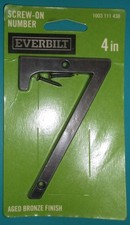 HOUSE NUMBERS 7 SEVEN EVERBILT FOUR INCH HIGH AGED BRONZE FINISH STEEL METAL NEW