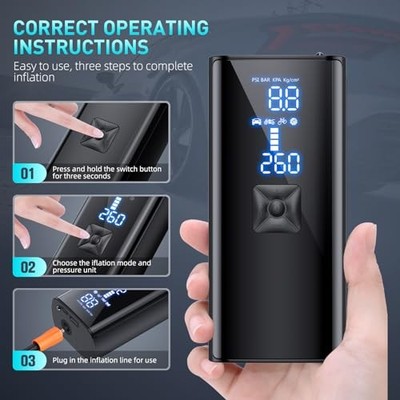 ILTIDE TIRE INFLATOR PORTABLE AIR COMPRESSOR 150PSI 25000mAh - BLACK