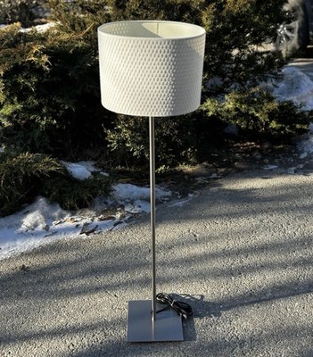 IKEA Alang White Silver Brushed Adjustable Floor Lamp Light Basket