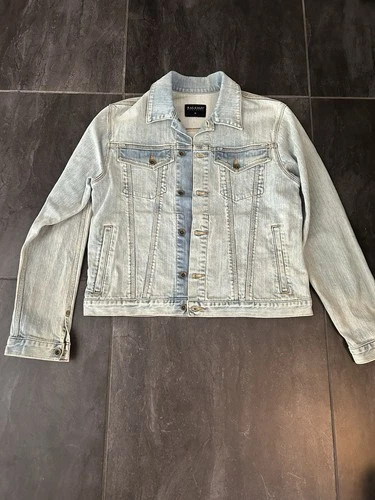 Raleigh Denim Men’s Light Blue Jacket with Yellow and Red Accents Size Medium - product listing photo