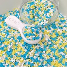 FAKE Yellow and Blue Daisy Flower Outline Mix Polymer Clay Sprinkle NOT EDIBLE