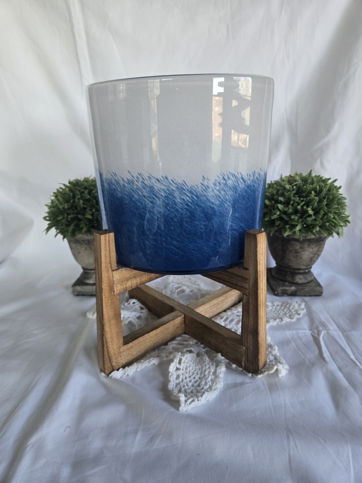 With Wooden Base Can Fit A 3 Wick...