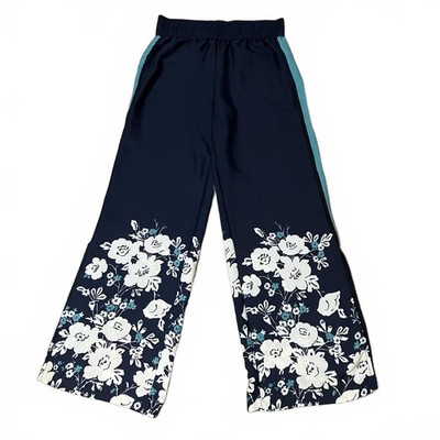 Arie Women's Pull On Boho Lightweight Wide Leg Floral Bottom Slit Pants XS