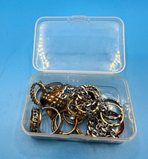 Costume Jewellery Mixed Lot Rings & Chains Multicolour in Plastic Storage Box