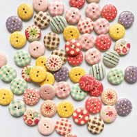 100 StüCk KnöPfe Zum AnnäHen HolzknöPfe Kinder 15Mm Runde Bunt KnöPfe Malerei Ki