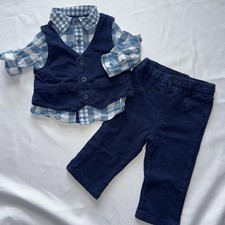 Baby Boy Outfit 3-6 Month Vest Plaid Shirt Soft Pants Cat & Jack Easter Church