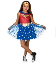 New With Tags Rubies Wonder Woman Girls XS 4/5 Costume With Tiara, Cape,