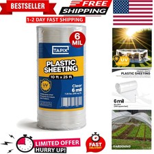10' x 25' Long, 6 Mil - UV Protection Poly Sheeting Polyethylene Film, Heavy ...