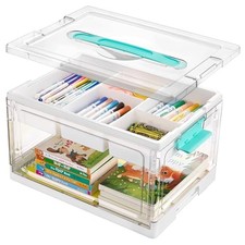 Vtopmart 24 QT Clear Craft Organizer with Removable Tray Dividers, 1 Pack