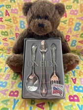 Oneida Silverplated Baby/Toddler 3 Piece Silver Ware Set. Affection 10390031