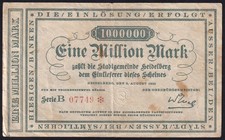 Germany Heidelberg 1 Million Mark 1923 Vintage Emergency Paper Money Banknote F