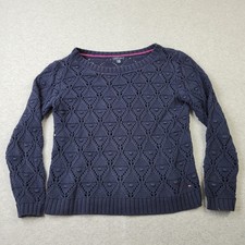 Tommy Hilfiger Sweater Womens Large Blue Cable Knit Pullover