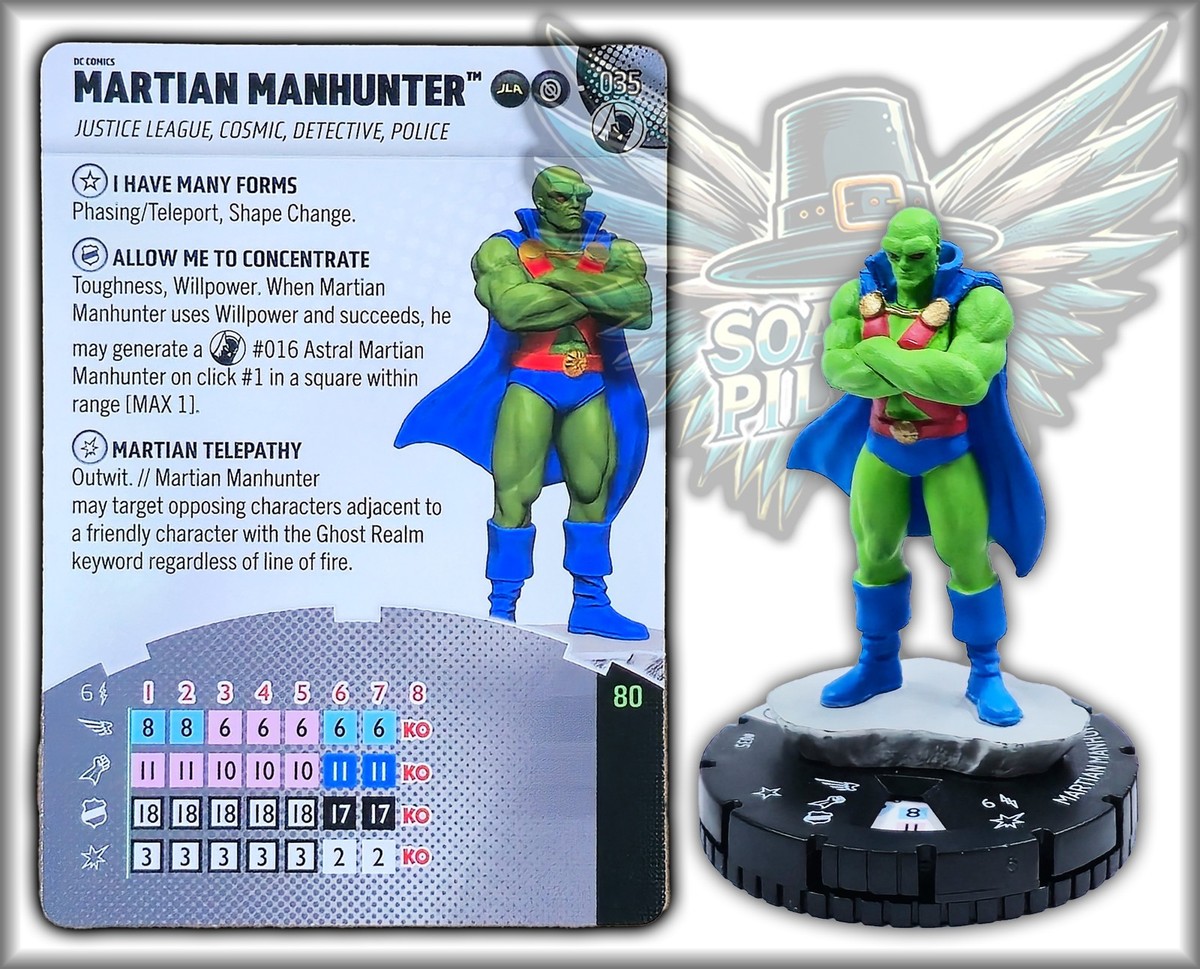 その他 DC Heroclix 10th Anniversary Martian Manhunter #19 counter top DC Heroclix MARTIAN MANHUNTER - 035 - RARE Fight For Gotham City