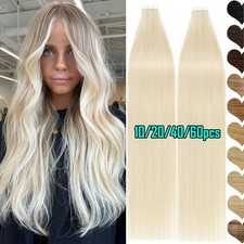 BLONDE Tape In 100 Real Human Hair Extensions Tape on Skin Weft 150g Thick Remy