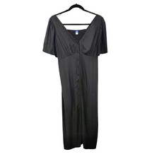 Old Navy Size M Black Flutter Sleeve Maxi Dress Button Front Smocked Back