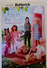 c1999 Vintage Butterick 6110 Clothes Pattern For Fashion Dolls Such as Barbie UC