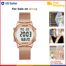Women's Stainless Steel Pedometer Watch with Calorie Distance Tracking