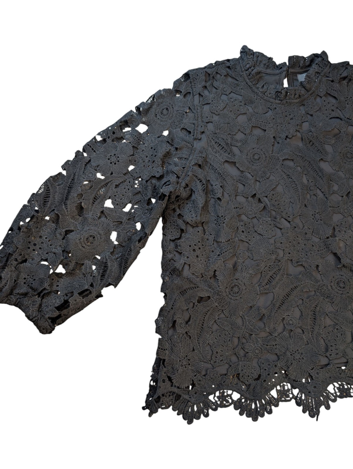 ELLA RAFAELLA LACE LINED KEYHOLE BLOUSE SIZE XL Classy Chic