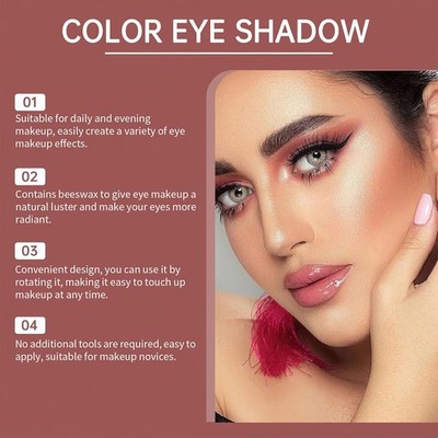 6 Color Eyeshadow Stick Set, Portable Two Tone Eyeshadow Gradient Stick Glitter