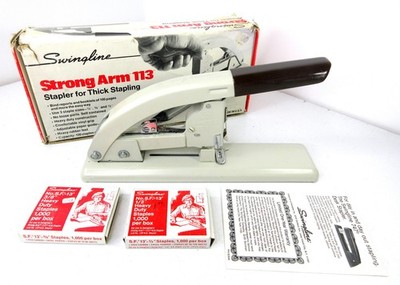 Vintage Swingline Strong Arm 113 Heavy Duty Stapler w/ Original Box, Staples