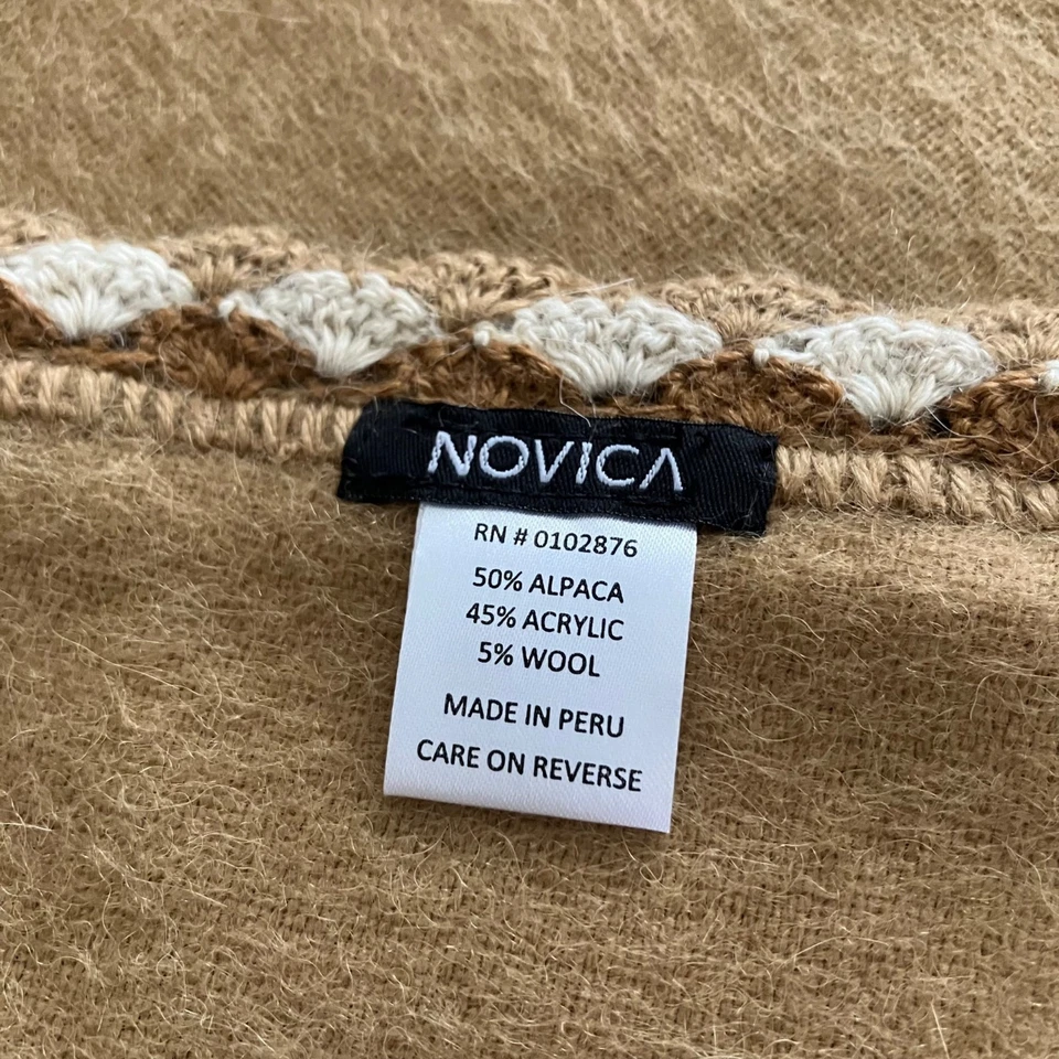 Novica Womens Alpaca Blend Ruana Poncho Peru Boho Indie Hippie Retro One Size - Image 2 of 4