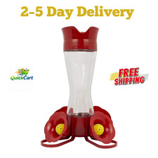 Perky-Pet Pinch Waist Glass Hummingbird Feeder 8 oz Capacity, Red.