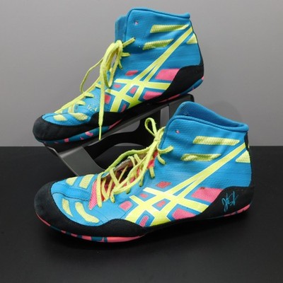 ASICS JB Elite Wrestling Shoes J3A1Y Blue Neon Yellow Pink Mens US
