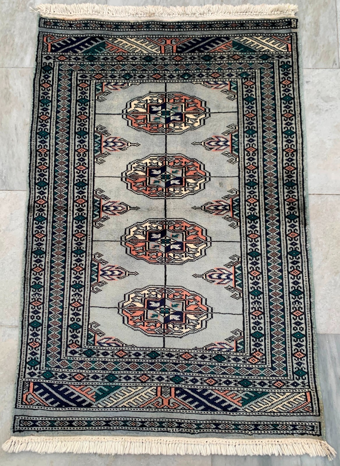 Vintage Afghan Rug Hand Knotted Prayer Bokhara Wool Area Rug 2x3 ft Free Ship