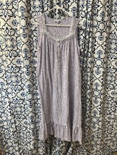Eileen West Cotton Modal Lavender Print Nightgown Medium Floral Lace Tiered