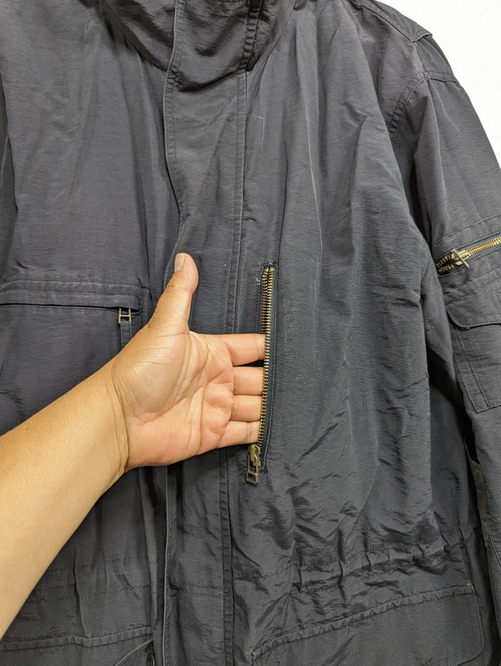 Chaqueta impermeable Eddie Bauer de colección años 90 concha negra caqui de gran tamaño para hombre talla L Foto 4 de 4