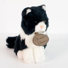 Russ Berrie Yomiko Classics Black and White Cat Plush 6" Stuffed Toy