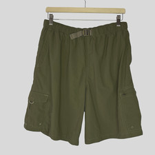 Columbia Men  s Large Green Nylon Cargo Shorts Mesh Lined Outdoor Travel Packable