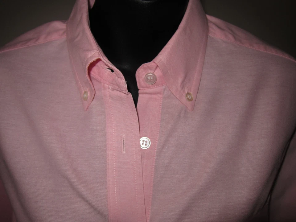 Camisa De Colección Años 70 Cuello Abotonado Rosa Talla M Colección Dova Oxford Manga Larga Foto 2 de 4