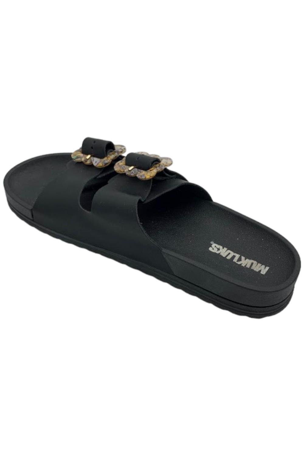 MUK LUKS Double Buckle Slide Sandals Sandals Isla Black 5790₽