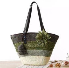 Woven straw tote bag Handmade French market Basket Moroccan Basket, Beach Bag