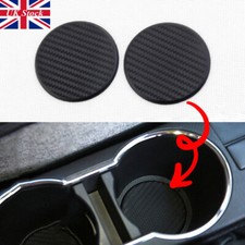 NEW Car Vehicle Water Cups Slot Non-Slip Carbon Fiber Look Mat Accessories set